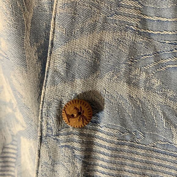 Jamaica Jaxx mens XL blue silk hawaiian tropical button down shirt vaca bahama - Picture 5 of 11